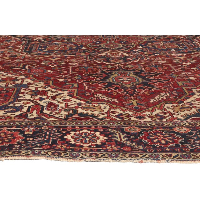 Antique Persian Heriz Rug, 10'05 X 13'08 For Sale - Image 4 of 10