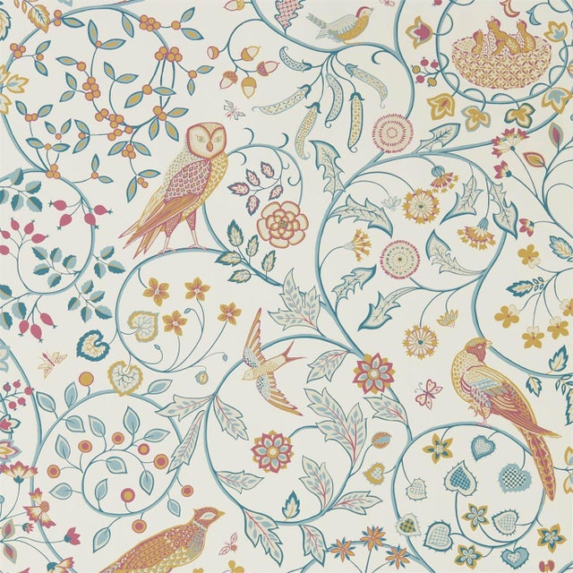 Morris & Co Newill Wallpaper in Indigo Saffron - a Sample For Sale