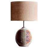 Image of Table Lamp with Hand-Crafted and Hand-Painted Ceramic Base by Kat & Roger For Sale