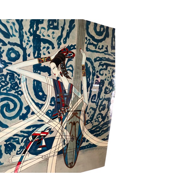 Postmodern Vintage 1980s Postmodern Ting Shao Kuang Style Chinese Modern Large Wall Art Painting 36 X 36 For Sale - Image 3 of 12