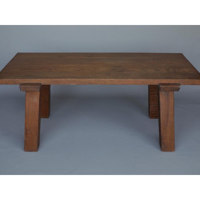 Brutalist French Peg Table in Oak, 1940s For Sale - Image 11 of 17