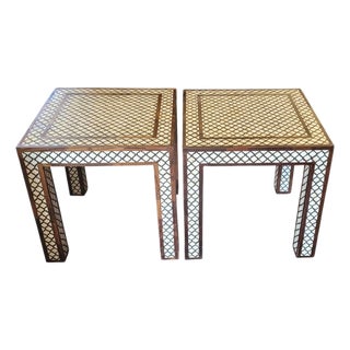 Pair of Moroccan Fine Inlaid End Tables For Sale