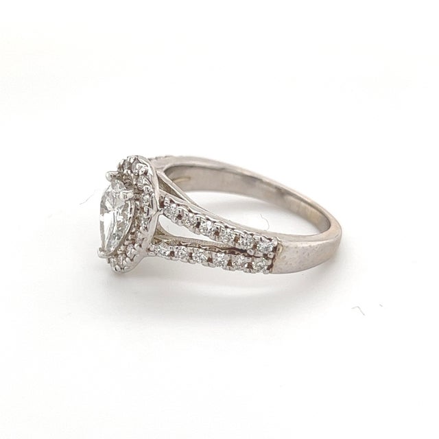 Traditional Pear Shape Diamond Engagement Ring 14k Gold 1.38 TCW Certified For Sale - Image 3 of 13
