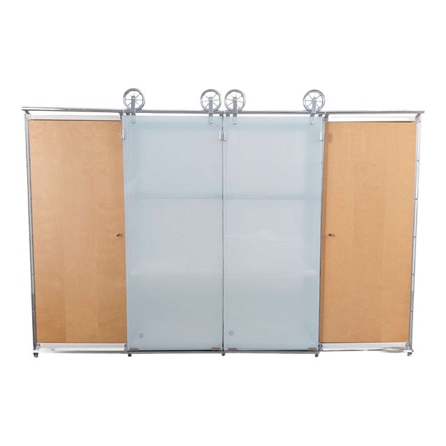 Vintage Postmodern Balton Sideboard in Metal Glass, 1980s For Sale