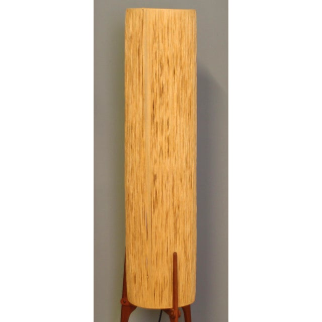 Mid-Century Modern Danish Teak Floor Lamp with Raffia Shade, 1950s For Sale - Image 3 of 9