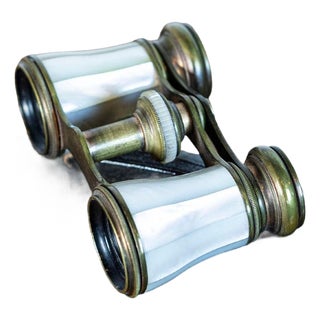 Swedish 20th-Century Mother-of-Pearl and Brass Theater Binoculars with Leather For Sale