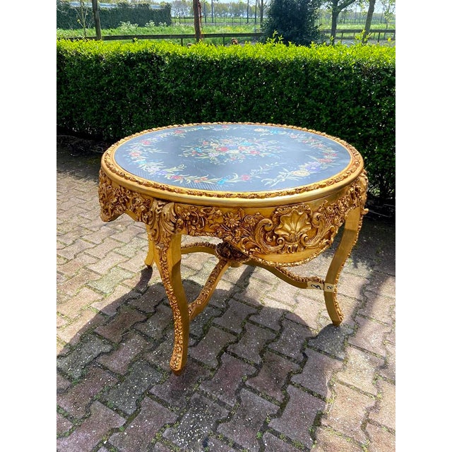 Baroque Late 20c Italian Baroque Gold Beech Floral Dining Table – 1 Pc For Sale - Image 3 of 9