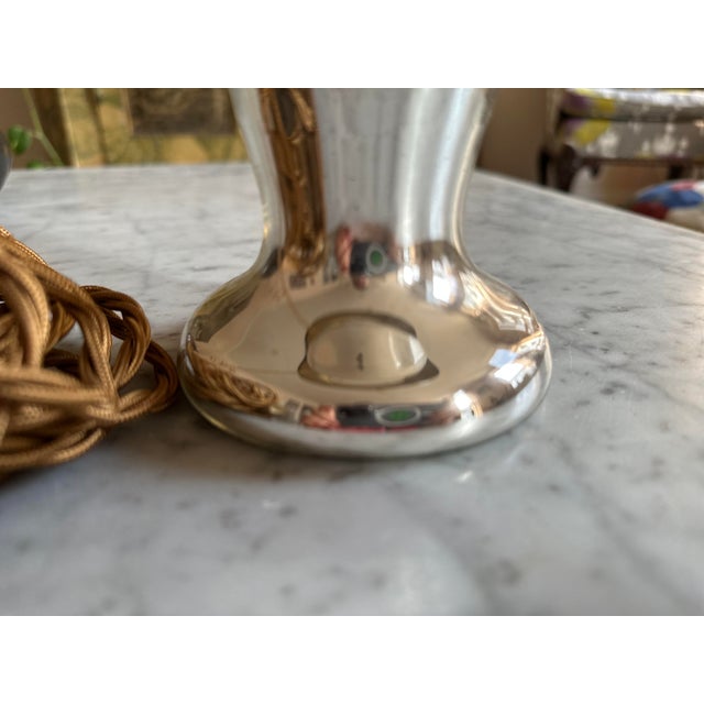 Mercury Glass Table Lamp Bauernsilber with Velvet Shade For Sale - Image 16 of 17