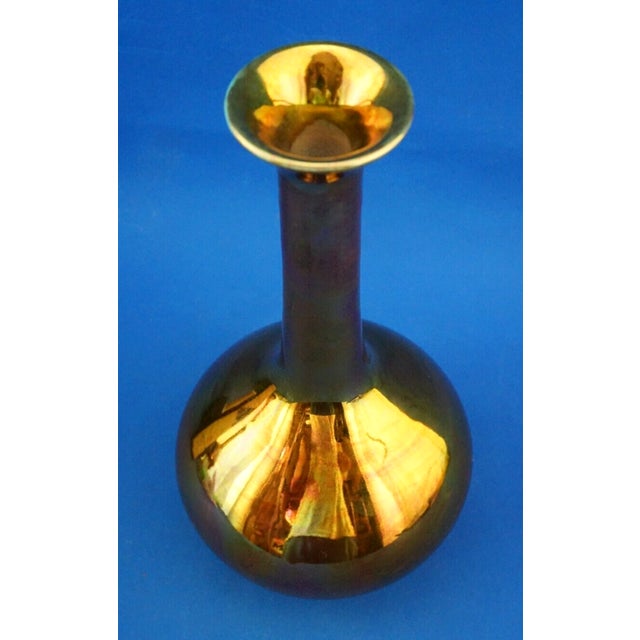 20th Century Ceramic Vase with Gold Metallic Lustre Glaze from Bottega Gatti, Italy, 1970s For Sale - Image 9 of 18