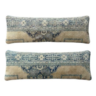 Turkish Oushak Bedding Rug Pillow Cover 16'' X 47'' - Set of Two For Sale