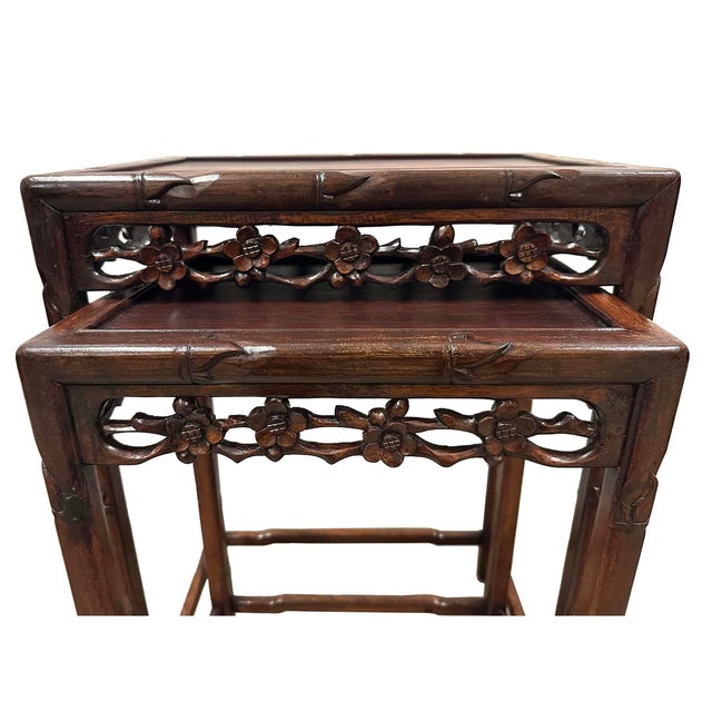 Early 20th Century Antique Chinese Nest of Four Nesting Tables, Hand-Crafted For Sale In Los Angeles - Image 6 of 16
