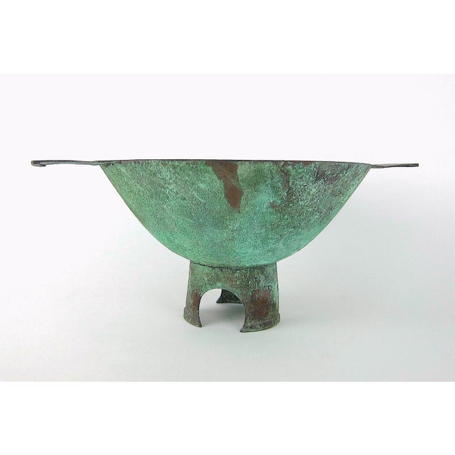 American Marie Zimmermann Large Centerpiece Bowl With Encrusted Verdigris Patina For Sale - Image 3 of 10