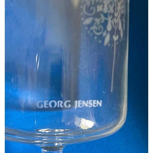 Early 21st Century Set of 8 Georg Jensen Stemmed Etched Christmas Glasses, Partridge in a Pear Tree For Sale - Image 5 of 6