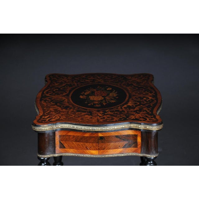 19th Century Marquetry Side Table with Jewelry Box, 1870s For Sale - Image 6 of 18