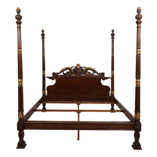 Francesco Molon Mahogany King Size Poster Bed For Sale