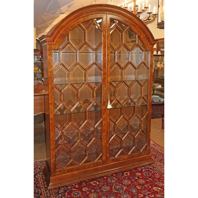 Francesco Molon V23 Italian Burl Wood Beveled Glass Display Cabinet For Sale - Image 10 of 17