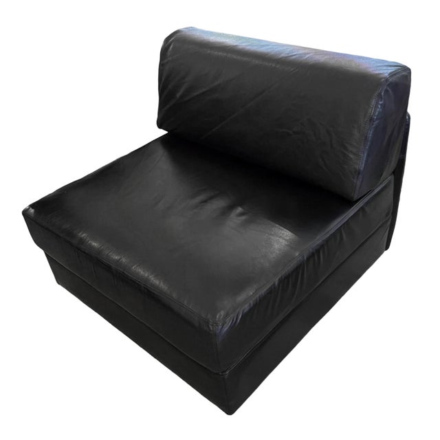 Modular Black Leather Lounge Chair in the style of de Sede, 1970s For Sale - Image 4 of 5