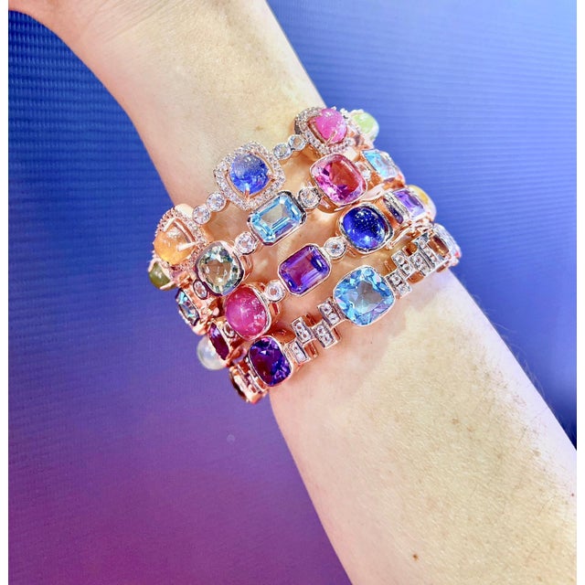 Bochic Set Off 4 Capri Vintage Bangles 18K Gold & Silver For Sale - Image 4 of 18