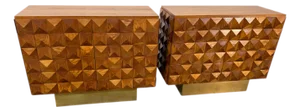 Pair of Geometric Wood Cabinets, Mid-20th Century