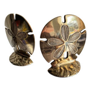 Coastal Solid Brass Sand Dollar Bookends-a Pair