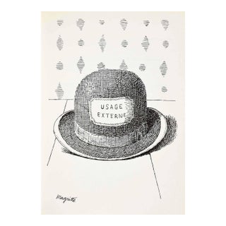 1966 Rene Magritte Signed Lithograph 5 Bowler Hat Aube a L’Antipode For Sale