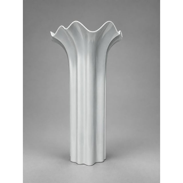 Hutschenreuther German White Porcelain Fluted Floor Vase, 20th Century A sculptural white porcelain floor vase by...