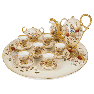 19th Century Napoleon III Austrian Porcelain Coffee Service, Set of 10