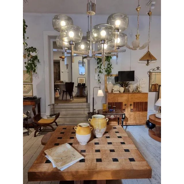Antique Chandelier in Chrome and Glass by Holger Johansson, 1950s For Sale - Image 13 of 14