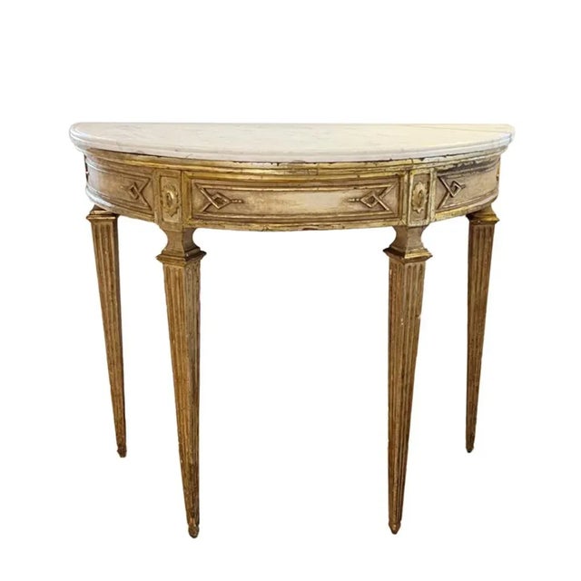 Italian Console Table in Giltwood with Marble Top For Sale - Image 6 of 6