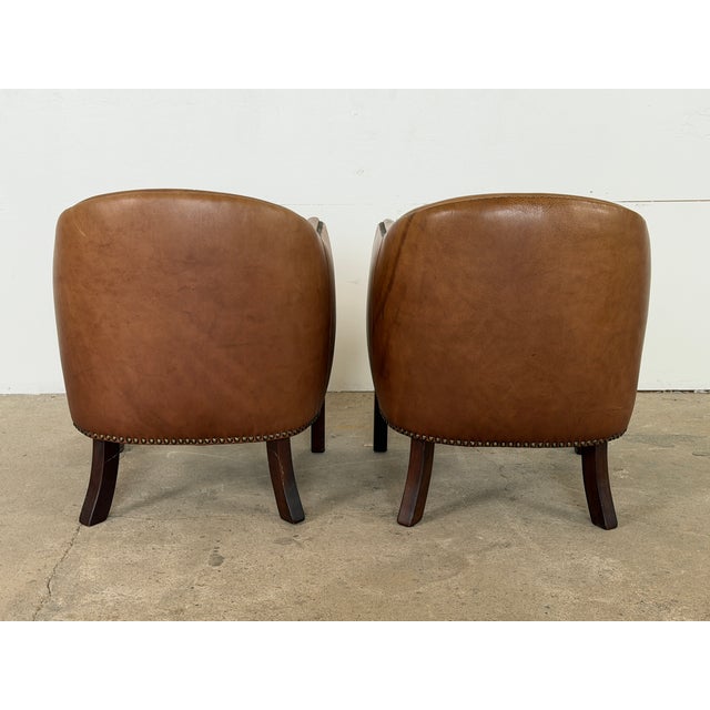Mid-Century Modern Danish Leather Club Chairs from Wiels Møbler, 1985, Set of 2 For Sale - Image 4 of 11