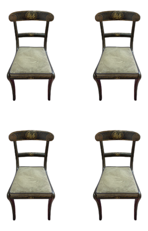 Vintage Empire Chairs in Hand-Painted Lacquered Wood, Set of 4