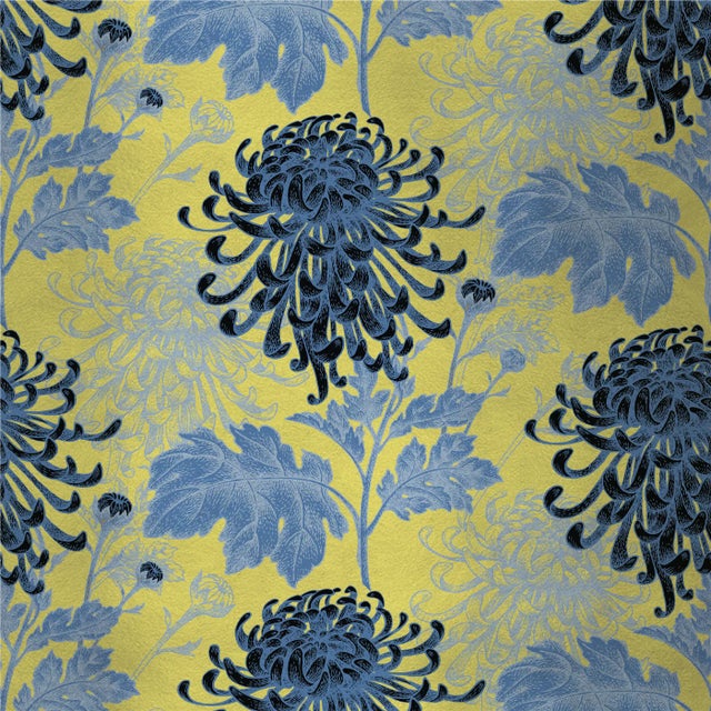 Contemporary Mixed Dahlia 2 Fabric Wall Covering by Chiara Mennini for Midsummer-Milano For Sale - Image 3 of 3