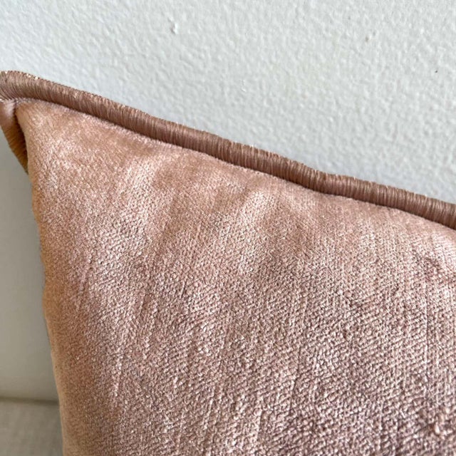 Culvre French Velvet Lumbar Pillow with Insert Description: Beautiful French blush pink vintage style velvet lumbar with...