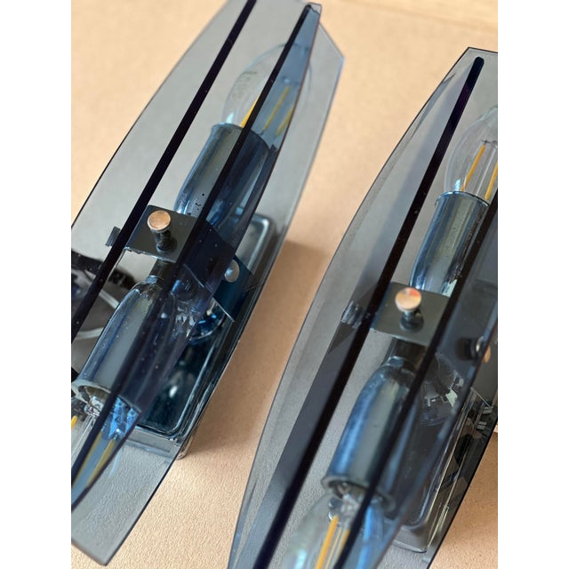 Mid-Century Modern Wall Lights attributed to Veca for Fontana Arte, 1970s, Set of 2 For Sale - Image 3 of 4