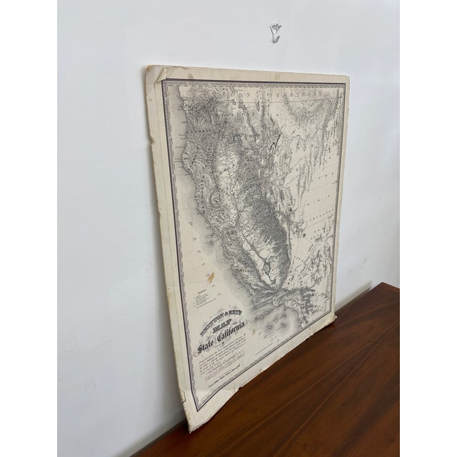Mid-Century Modern 1970s Britton & Reys Map of the State of California Print, After George H. Goddard Survey, Detailed Topographical Map Reprint For Sale - Image 3 of 8
