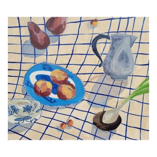 Plaid Still Life 2, Original Oil Painting by Molly Mansfield For Sale