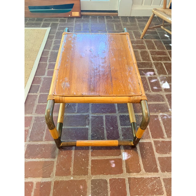 1970s Bamboo & Brass Coffee Table For Sale - Image 9 of 10