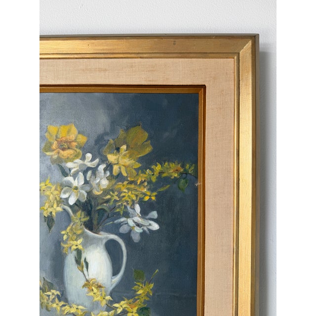 Wood 1960s Vintage Marion Maas Floral Still Life Oil on Canvas Painting, Framed For Sale - Image 7 of 12