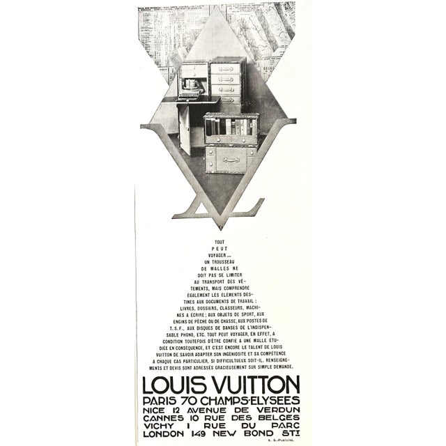 Louis Vuitton 1930 Rare Pair-Original French Art Deco Advertisement Prints-Louis Vuitton Travel Products For Sale - Image 4 of 5