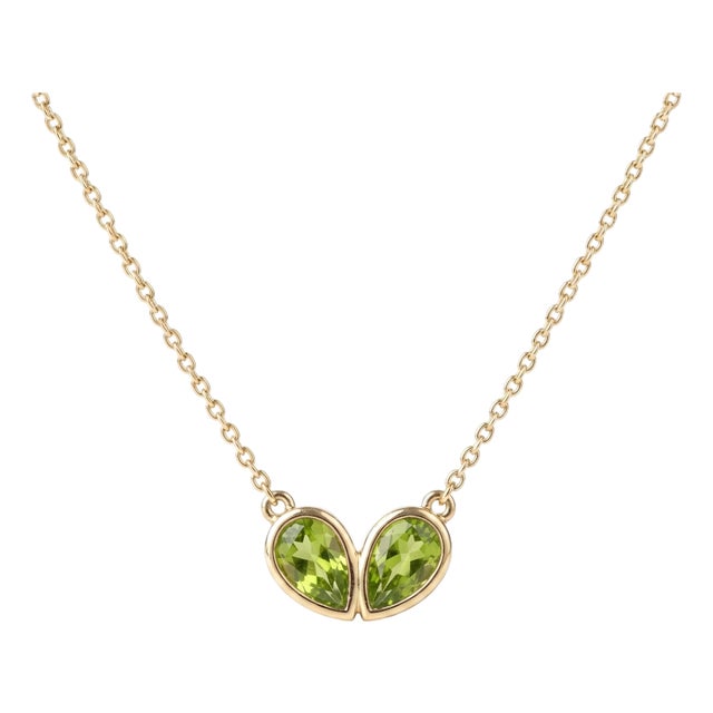 Toi Et Moi Double Pear-Cut Peridot August Birthstone Necklace For Sale
