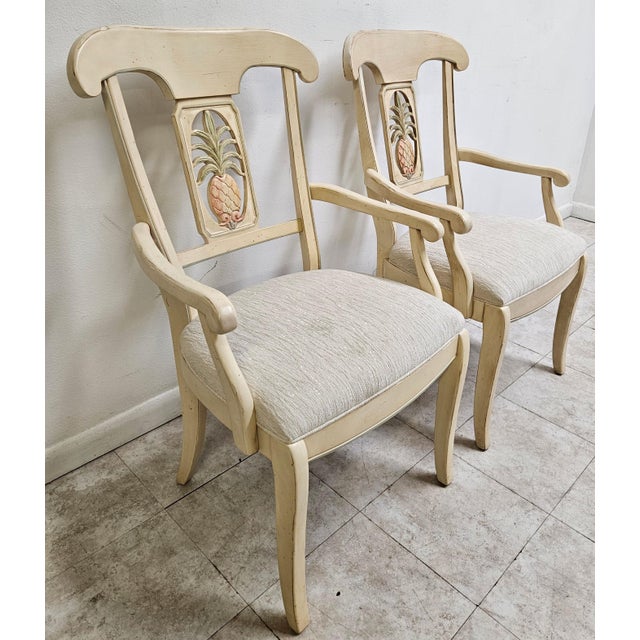 Beautiful Ethan Allen Legacy Factory Distressed chairs great excellent condition. Few marks on fabric.. Please see photos...