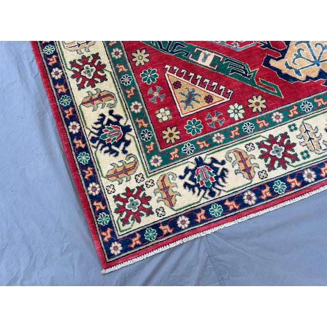 2000 - 2009 Red Karachov Kazak Hand-Knotted Wool Rug - 9'6" X 10'4" For Sale - Image 5 of 12