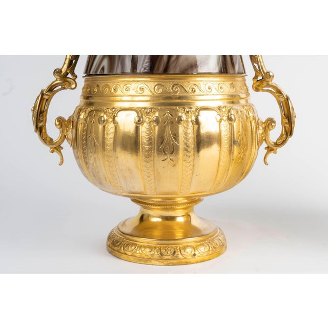 Napoleon III Vases in Opaline Glass and Gilded Regule, 1800s, Set of 2 For Sale - Image 3 of 8