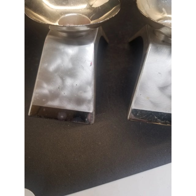 Mid-Century Modern 1960s Wmf Ikora Silver Plate Candle Holders Germany 3" For Sale - Image 3 of 4