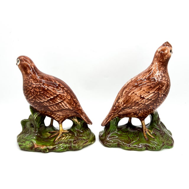 Ceramic Charming Vintage Holland Mold Quail Figurines – Hand-Painted Majolica Style Birds - Cottagecore, English Country, Traditional, Lodge, Woodland For Sale - Image 7 of 13