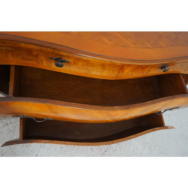 Italian Marquetry Inlaid Bombe Commode Chest For Sale - Image 4 of 18