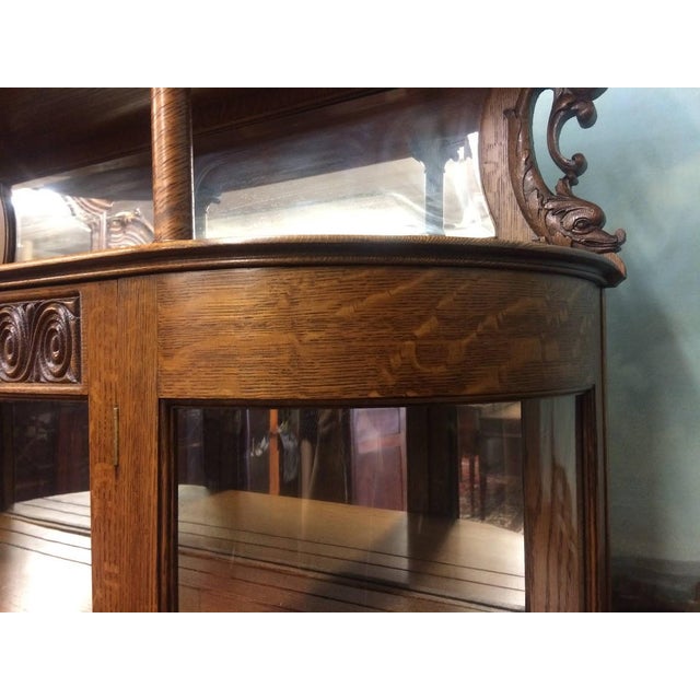 Antique Oak Bowfront China Cabinet, Bowfront Cabinet For Sale - Image 17 of 17