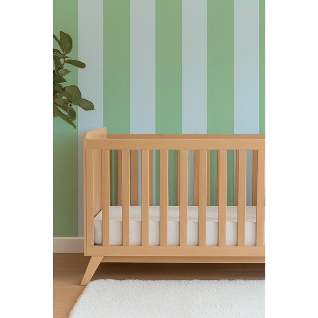 Clubhouse Stripe Grasscloth Wallpaper by House Party | Wisteria Blue & Mint Julep | 6 Yards For Sale - Image 4 of 8