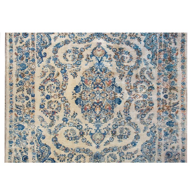 Ivory Vintage Persian Kashmir Rug For Sale - Image 8 of 18