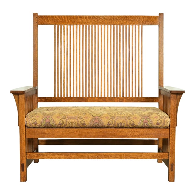Stickley Mission Oak Arts & Crafts Spindle Bench or Settee For Sale